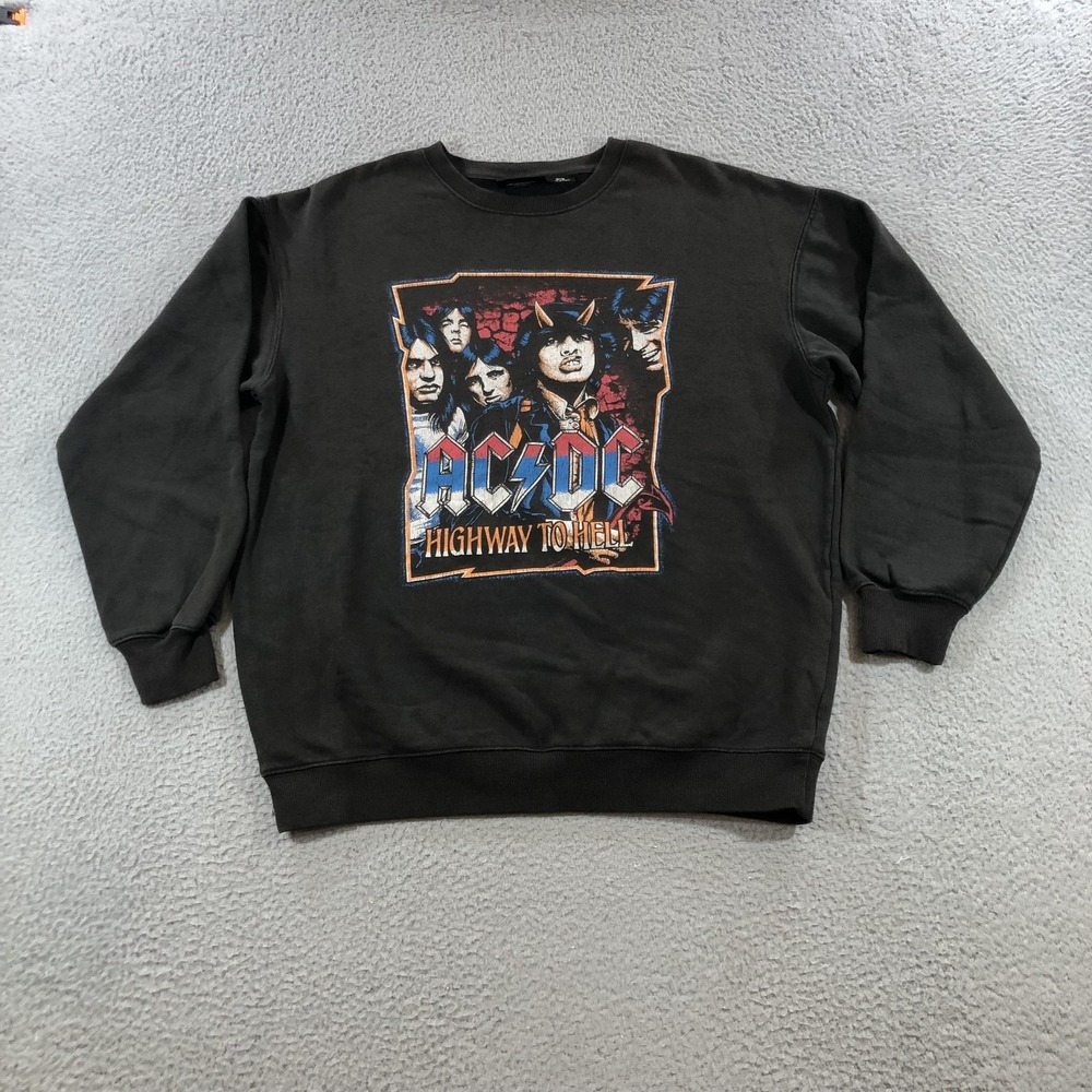 AC/DC Highway To Hell Sweatshirt Mens Medium Black Pullover Graphic Rock Band